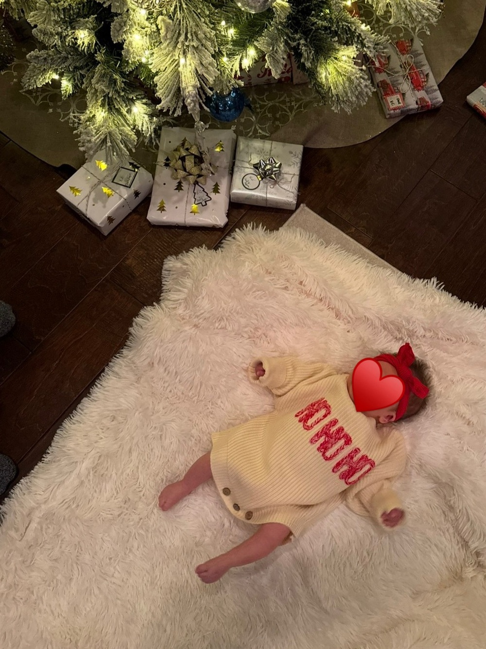Cream Knit Sweater Onsie with Ho Ho Ho Embroidered Detail